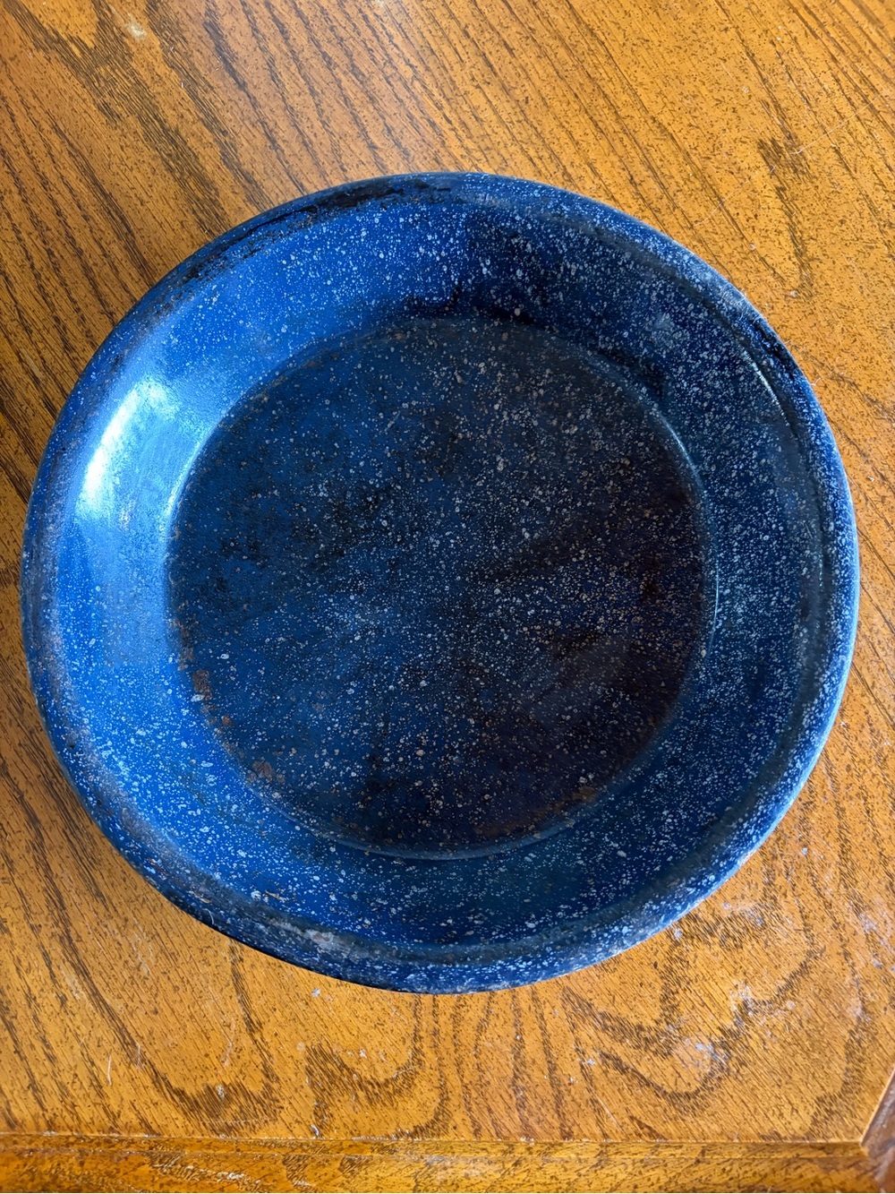 Classic Blue Enamelware Pie Pan - Deep Speckled Blue